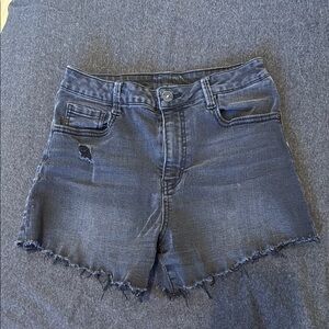 Rewash Blue Jean Shorts with Frayed Hem and Distressed Look